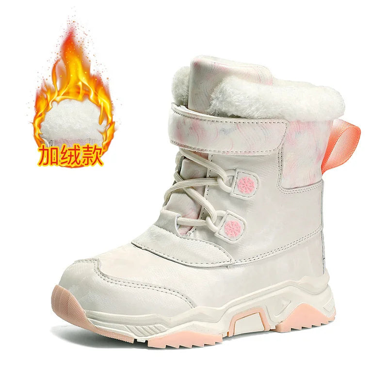 Kids Anti Slip Waterproof Plush Warm Snow Boots