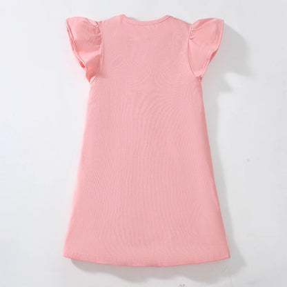 Kids Girls Cartoon Embroidered Summer Cotton Dress childrensterritory
