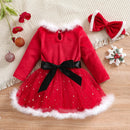 Girls' Round Neck Long Sleeves Christmas Dresses childrensterritory