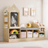 Kids Wooden Bookshelf with Chalkboard and Bench childrensterritory