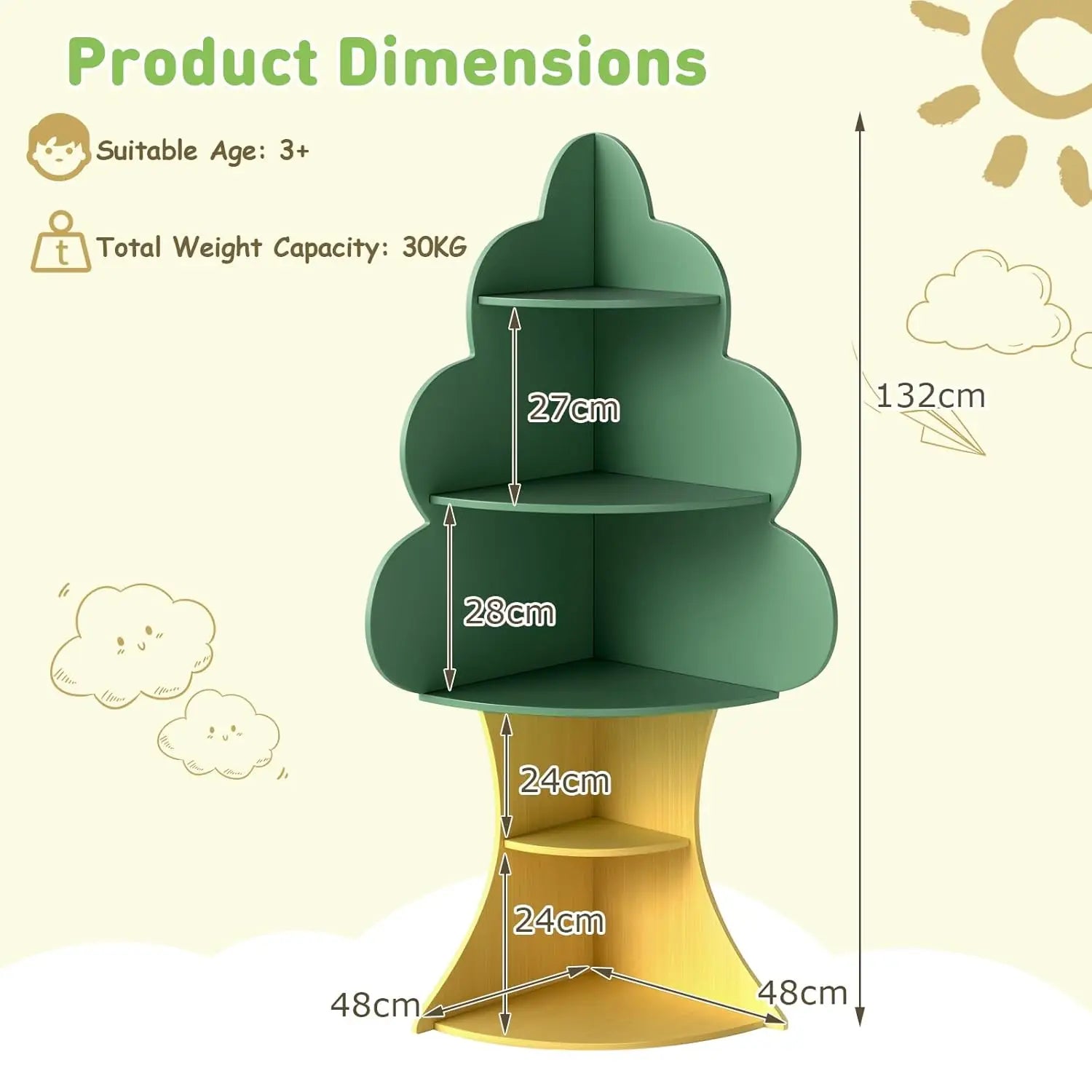 Multi-Functional Tree Design Bookshelf For Kids' Room