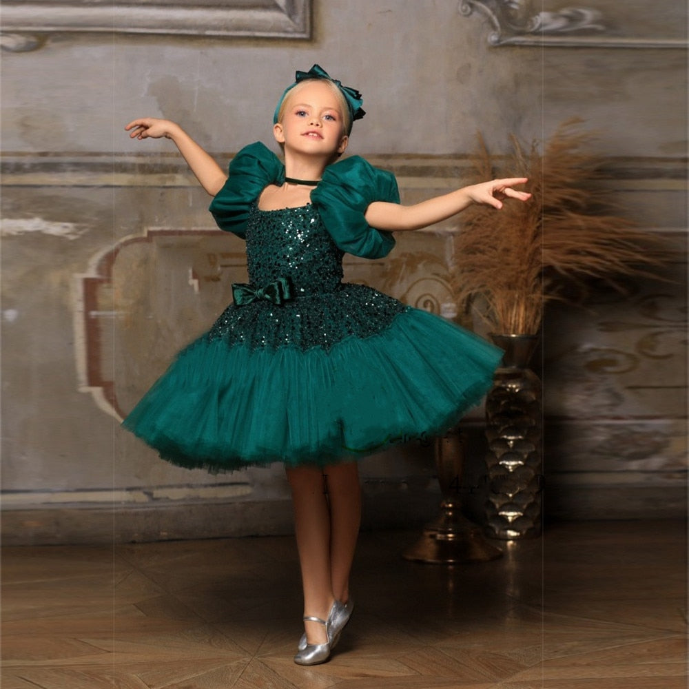 White Glitter Layered Tulle Girls Birthday Party Dress childrensterritory