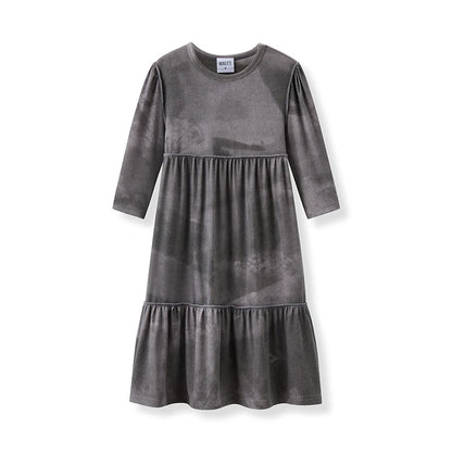 Ribbed Grey Melange Family Matching Clothing Sets childrensterritory
