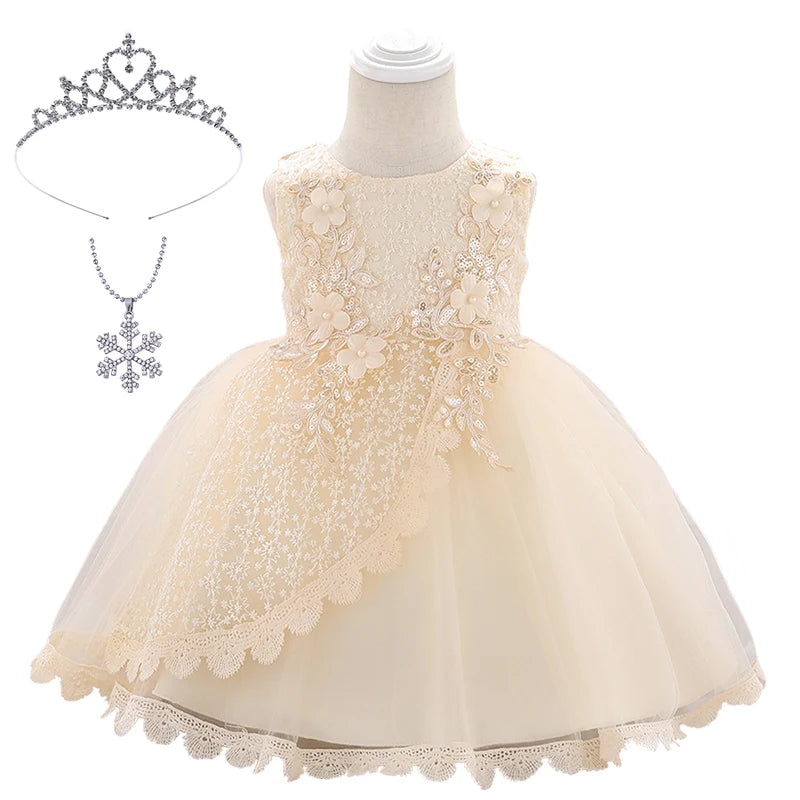 Baby Girl Lace Embroidered Formal Occasion Gowns