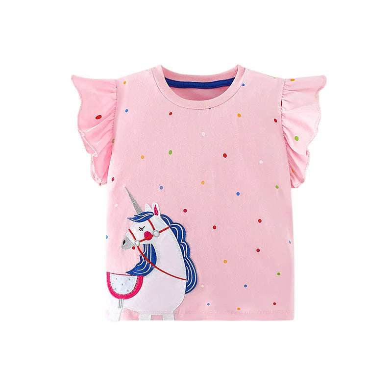 Little Girls Cartoon Rabbit Design Cotton Summer T-shirt