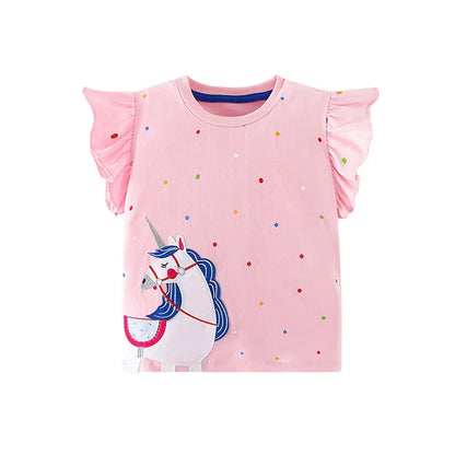 Little Girls Cartoon Rabbit Design Cotton Summer T-shirt