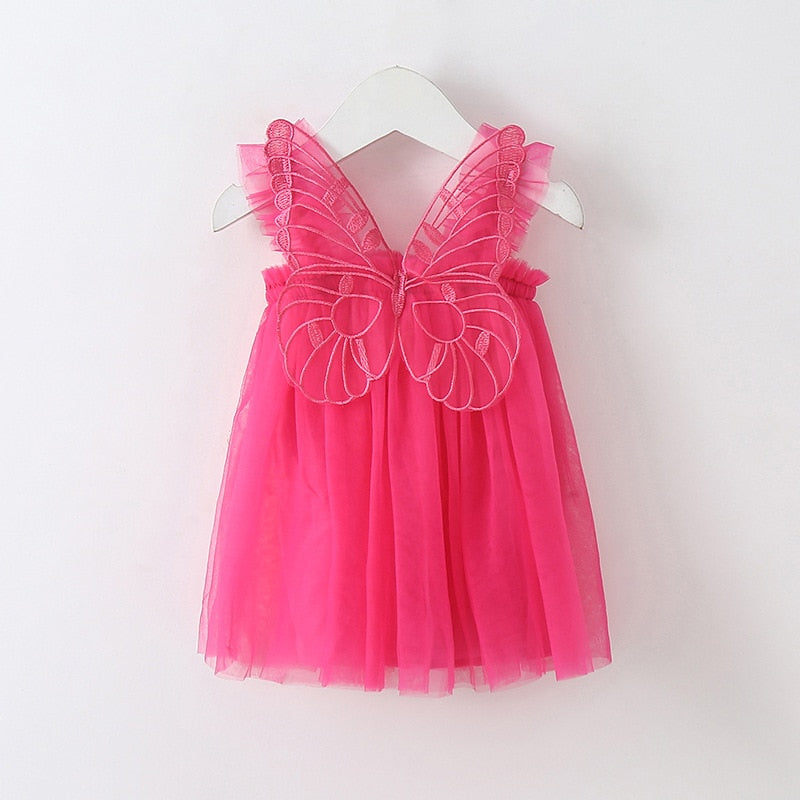 Baby Girl Sleeveless Tulle Birthday Party Dresses with Butterfly Wings childrensterritory