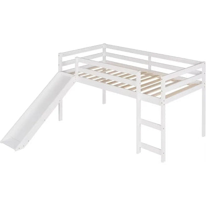Kids Wooden Loft Bed with Climbing Ladder &amp; Storage Space