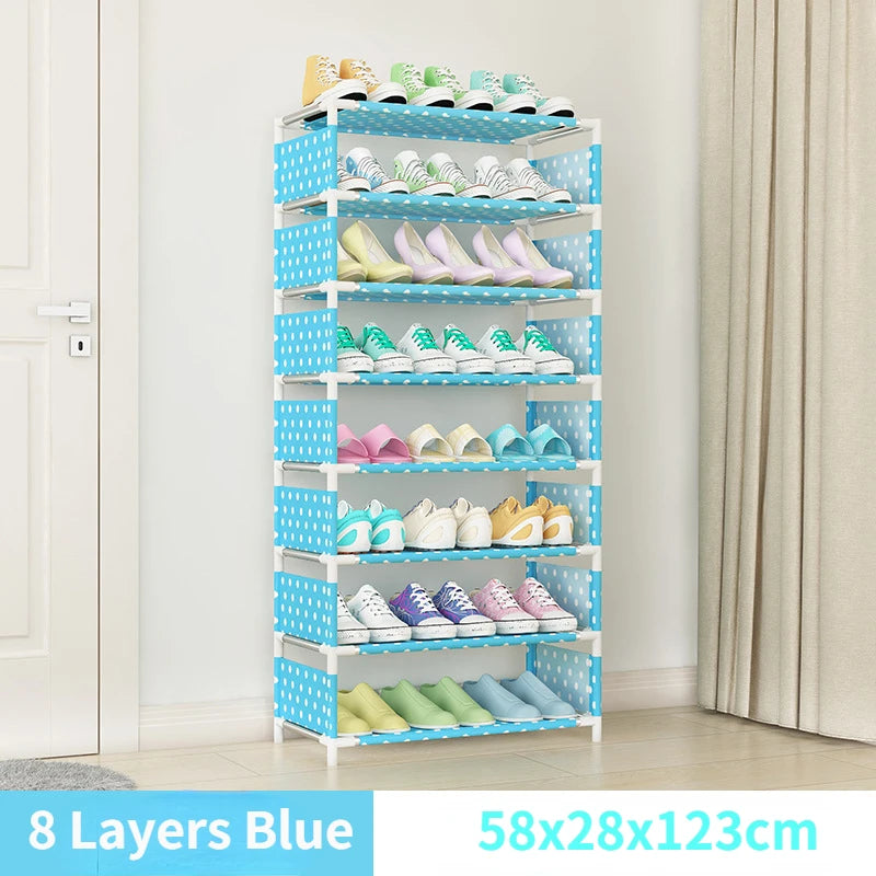 4/6/8-layer Shoe Organizer Stackable Canvas Rack for Home childrensterritory