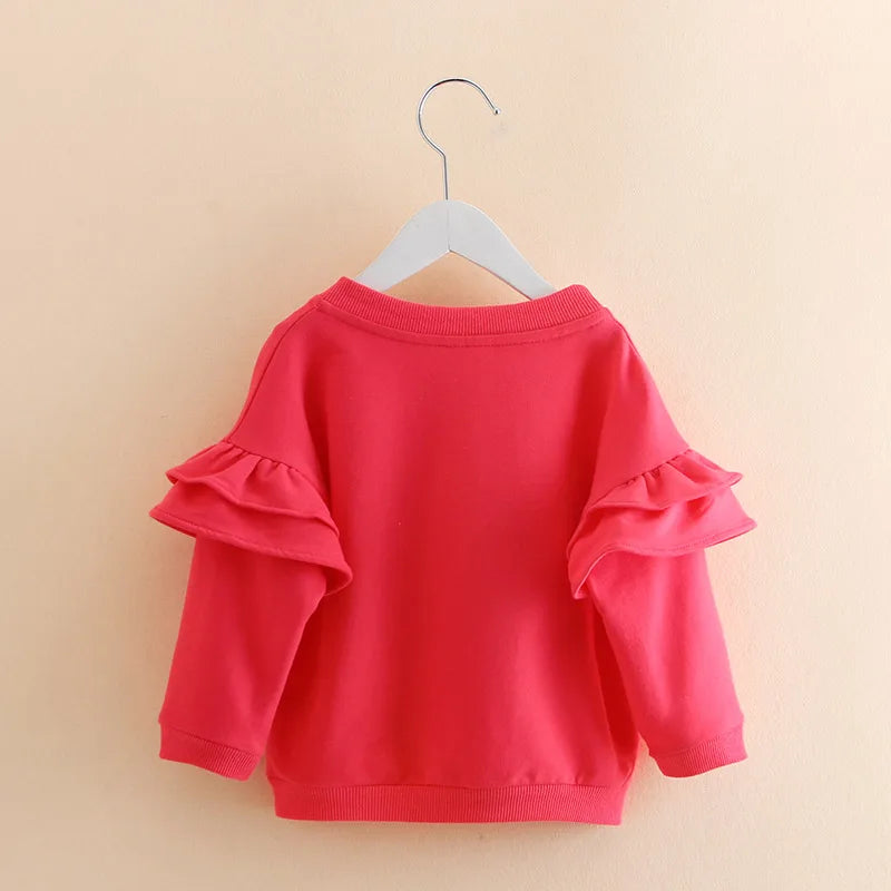 Kids Girls Letter Print Cotton Flare Trumpet Sleeve Sweatshirt childrensterritory