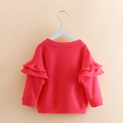 Kids Girls Letter Print Cotton Flare Trumpet Sleeve Sweatshirt childrensterritory