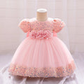 Baby Girl Sequin Lace Designed Fluffy Baptism, Birthday Dress