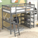 Stylish Kids Twin Loft Bed with Shelves, Desk, and Ladder childrensterritory