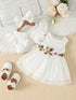 Baby Girls Summer Style Waist Flower Mesh Dress with Jacket Headband childrensterritory