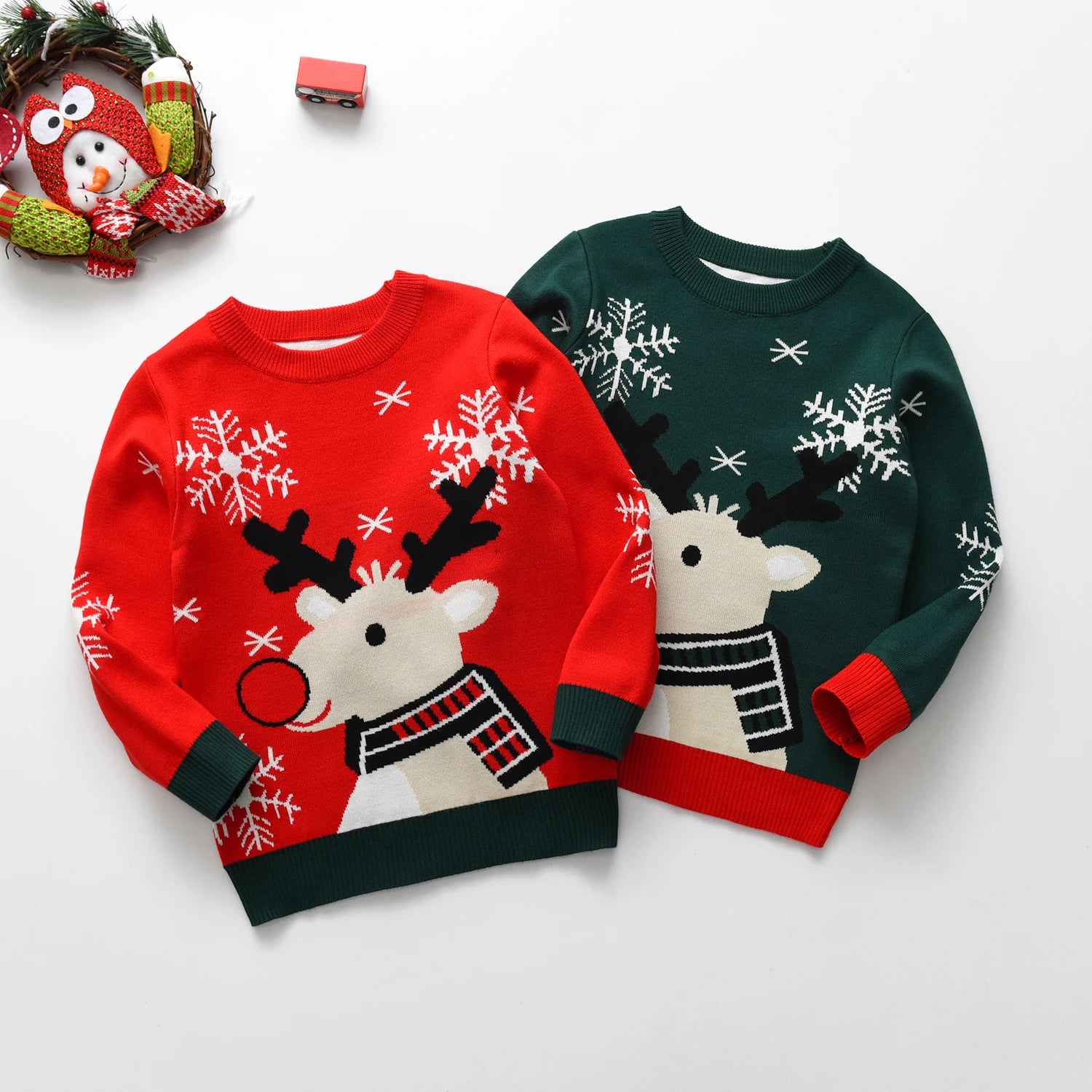 Kids’ Warm Long-Sleeve Sweater with Christmas Print childrensterritory