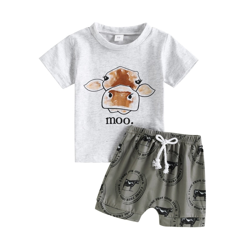 Letter Print Little Boy 2Pcs Western Clothing Set childrensterritory