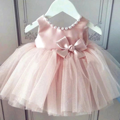 Puffy Tulle Pearls Design Charming Ball Gown for Little Girls childrensterritory