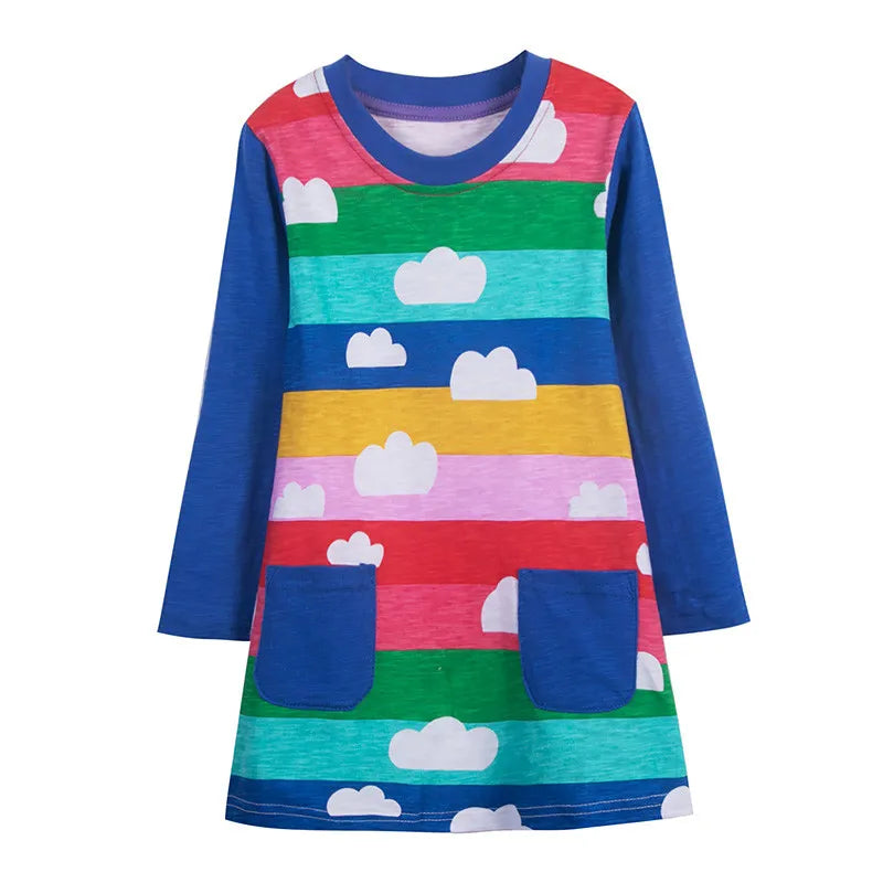 Kids Girls Cats Embroidery Birthday Frocks