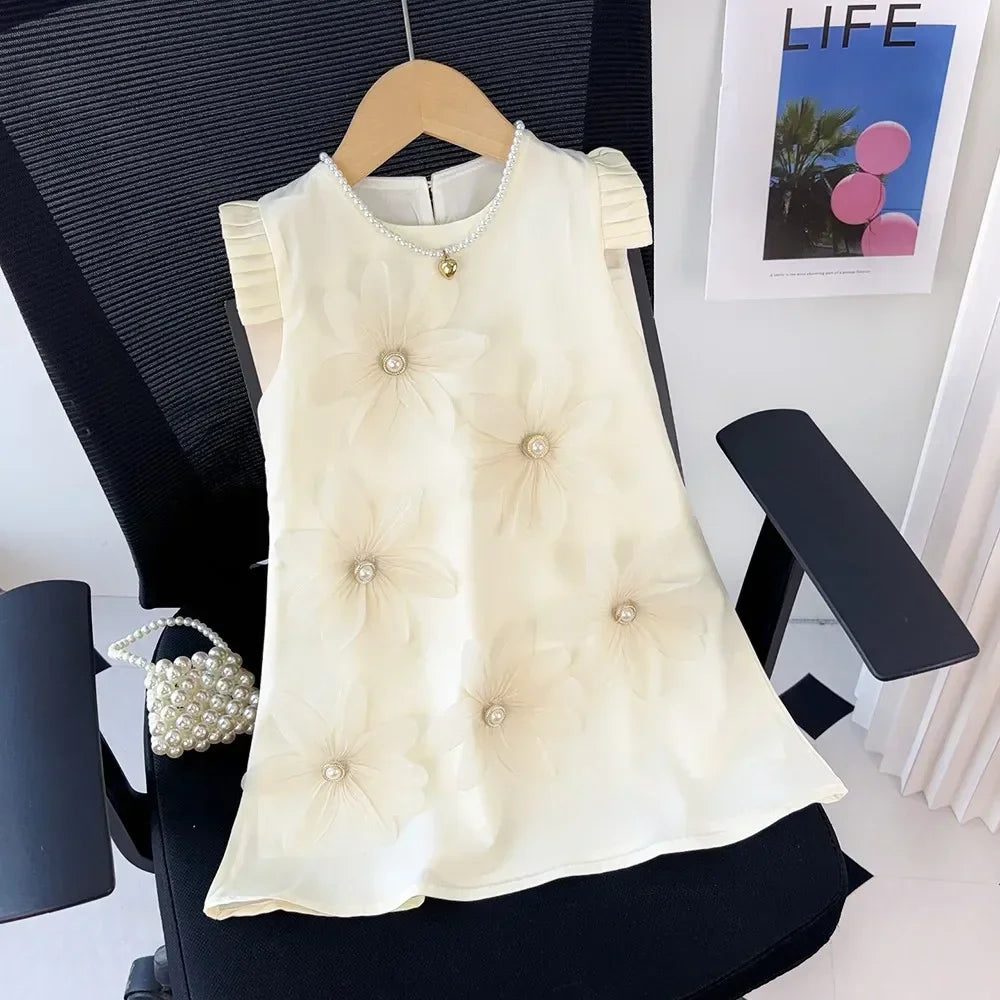 3D Flower Design Kids Girls Summer Party Dresses childrensterritory