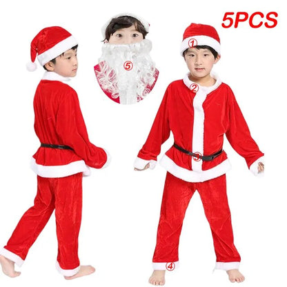 Kids Red Santa Claus Party Dress Set for Christmas childrensterritory