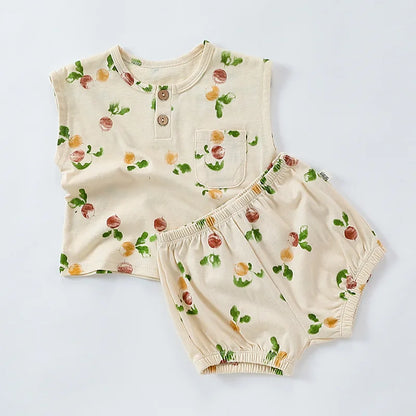 Baby Girl Printed 2pcs Top and Shorts Outfit Set for Summer childrensterritory