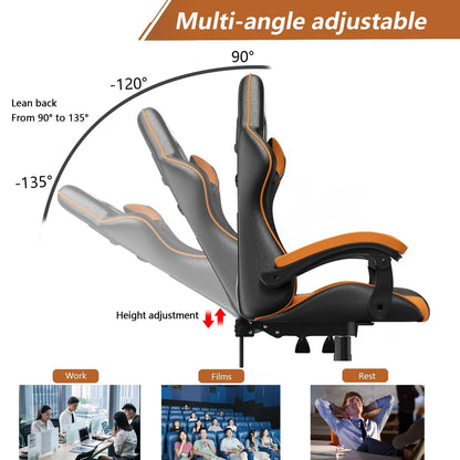 PU Leather Gaming Chair with Headrest and Lumbar Support childrensterritory