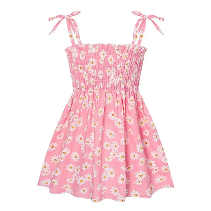 Little Girls Floral Halter Style Summer Cotton Dresses childrensterritory