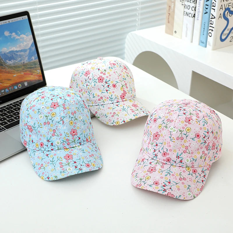 Little Girls Floral Design Adjustable Sports Hats childrensterritory