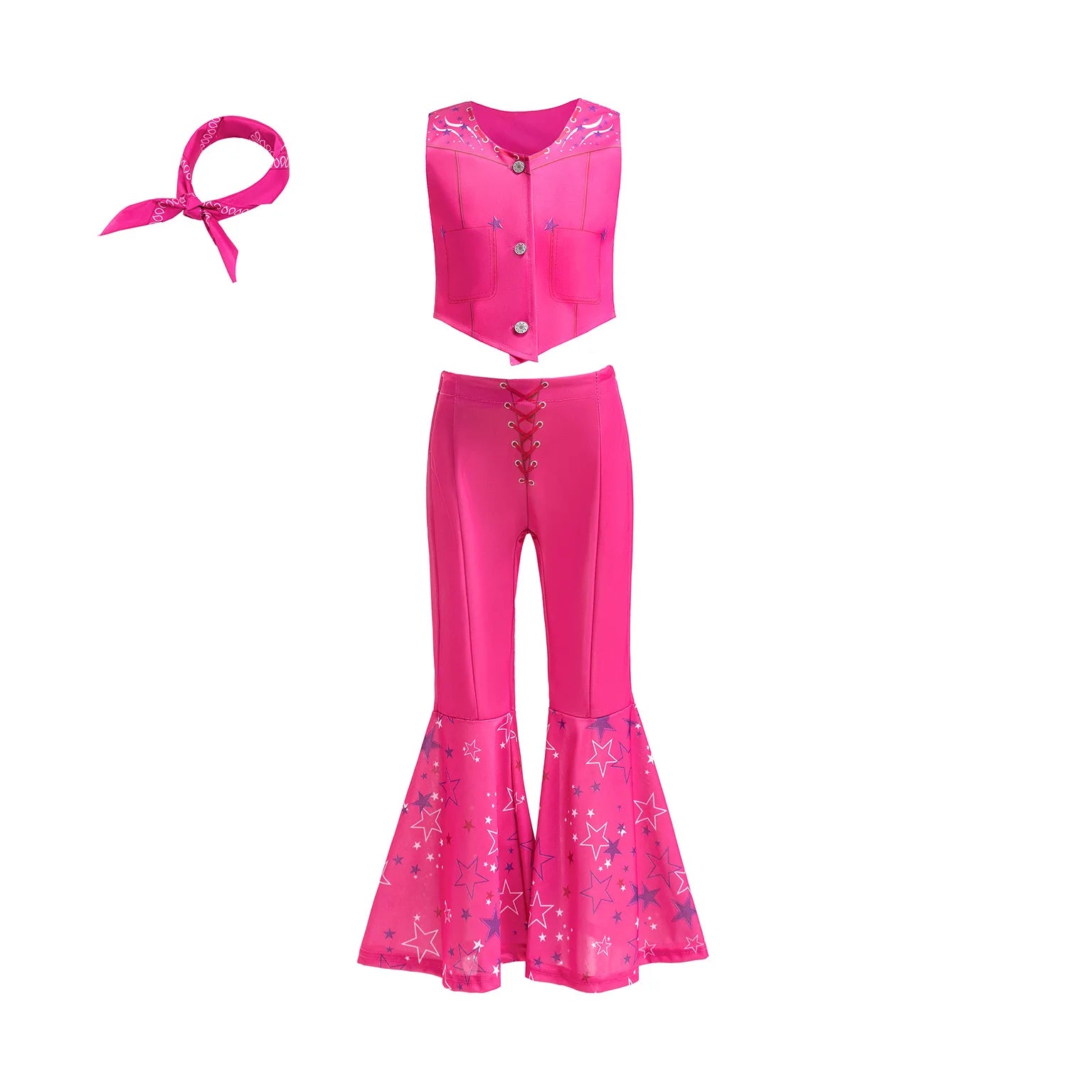 Kids Girls Starry Vest Top Pants Scarf Barbie Costume for Halloween