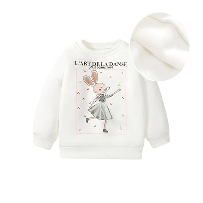 Warm Cartoon &amp; Flowers Embroidery Kids Girls Sweatshirts childrensterritory