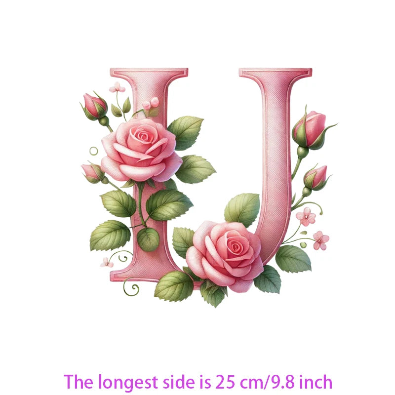 Flower Letter Ironing Transfers Decals For Clothing Diy Appliques