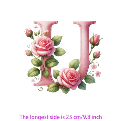 Flower Letter Ironing Transfers Decals For Clothing Diy Appliques