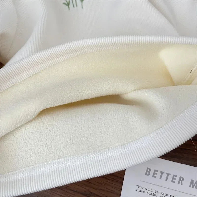 Girls' Long-Sleeved Flower Embroidery Design Winter Sweater