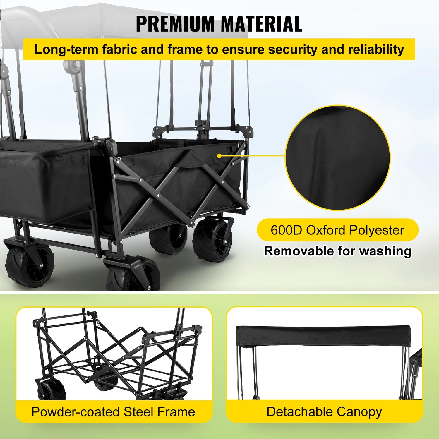 Folding Wagon Utility Carts With Removable Canopy &amp; Wheels childrensterritory