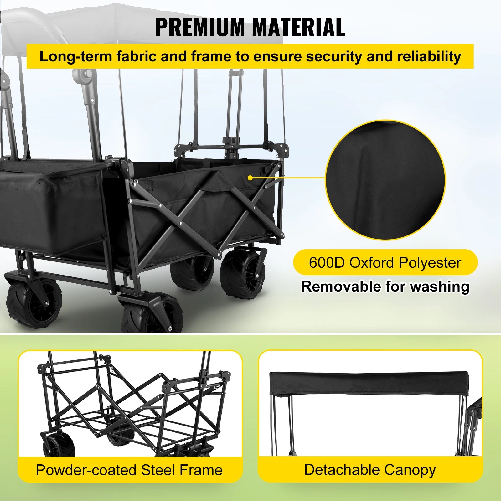 Folding Wagon Utility Carts With Removable Canopy &amp; Wheels childrensterritory