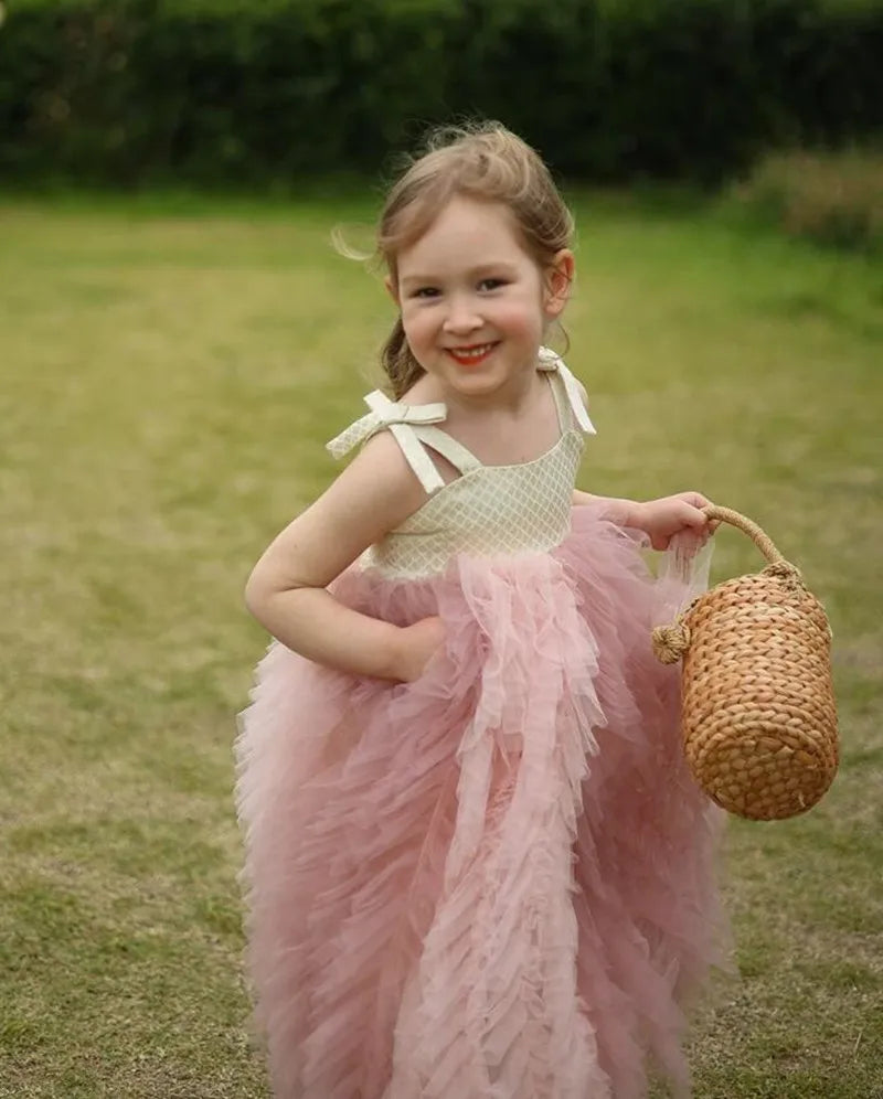 Baby/Kid Girls Pink A-Line Tulle First Communion Dress childrensterritory