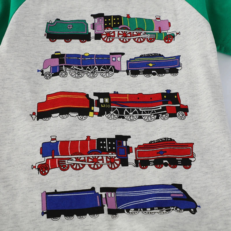 Boys Trains Cartoon Print Summer T-Shirts childrensterritory