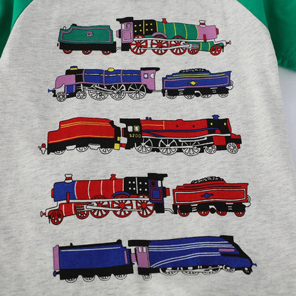 Boys Trains Cartoon Print Summer T-Shirts childrensterritory