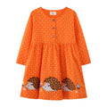 Rainbow Print Kids Girls Party Dresses for Autumn