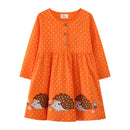 Rainbow Print Kids Girls Party Dresses for Autumn