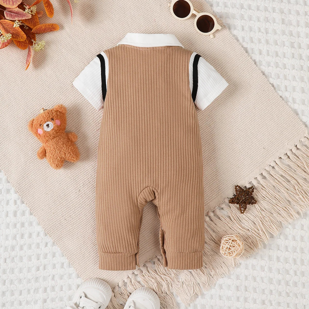 Baby Boy Gentlemen Romper with Tie for Summer