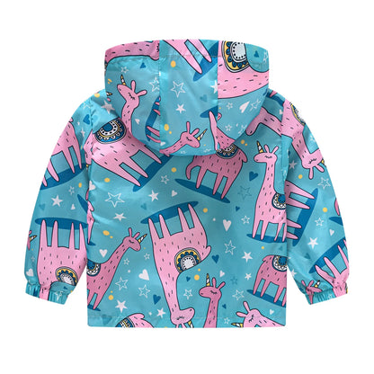 Little Boys Girls Cartoon Dinosaur Print Zipper Hooded Jackets childrensterritory