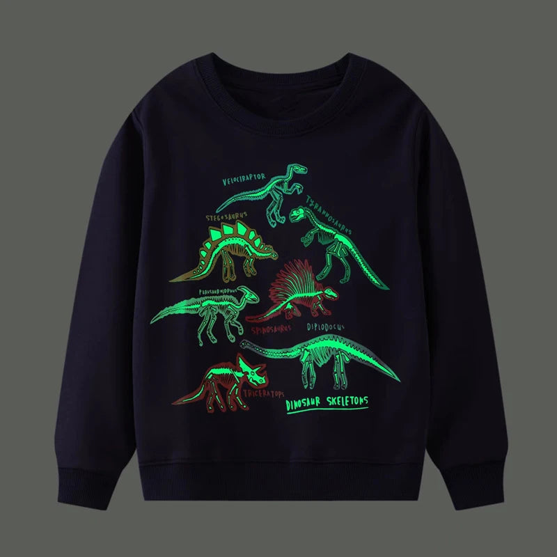 Little Boys Luminous Dinosaur Design Cotton T-shirts childrensterritory