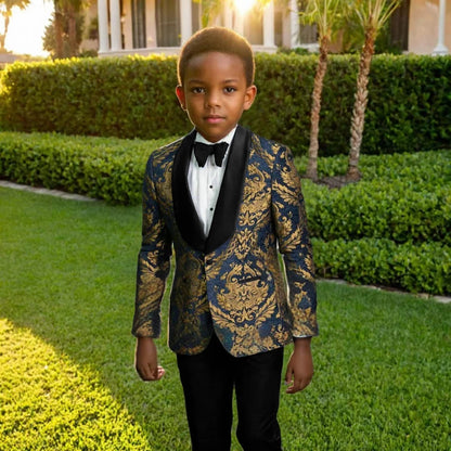 Boys Printed 2 Piece Blazer Pants Set For Party childrensterritory