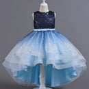 Gradient Sequin Kids Girls Fluffy Mesh Trailing Prom Dress childrensterritory