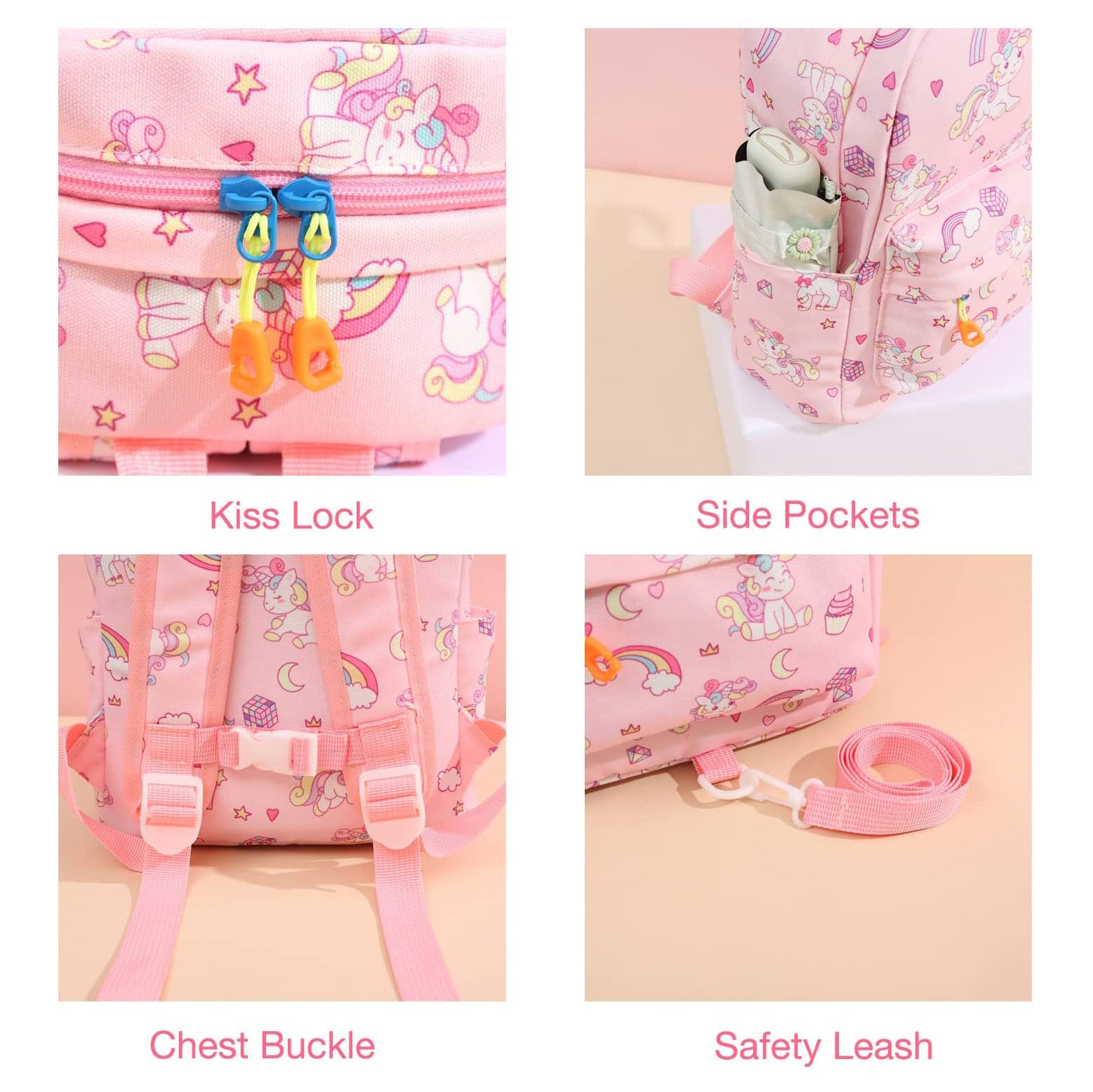 Kids Lightweight Rucksack Rainbow with Leash Custom Backpack childrensterritory