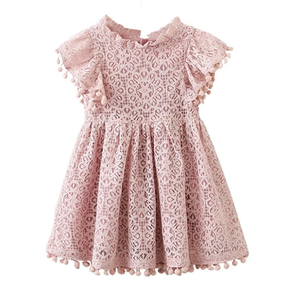 Kids Girls Flower Lace Design Summer Party Dresses childrensterritory