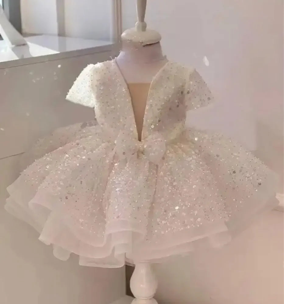 Baby/Kids Girls Sparkly Feather Birthday/Wedding Party Dresses