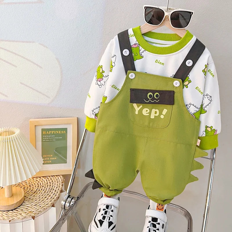 Cartoon Design Baby Boy Color Blocking 2PC Casual Clothes Set
