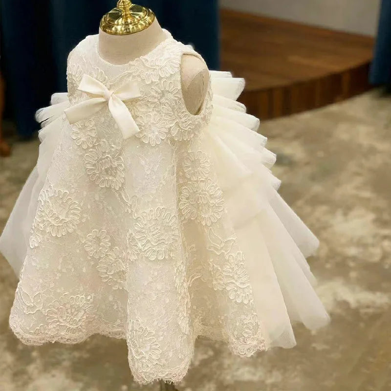 Vintage Lace Design Christening Dress for Baby Girls childrensterritory